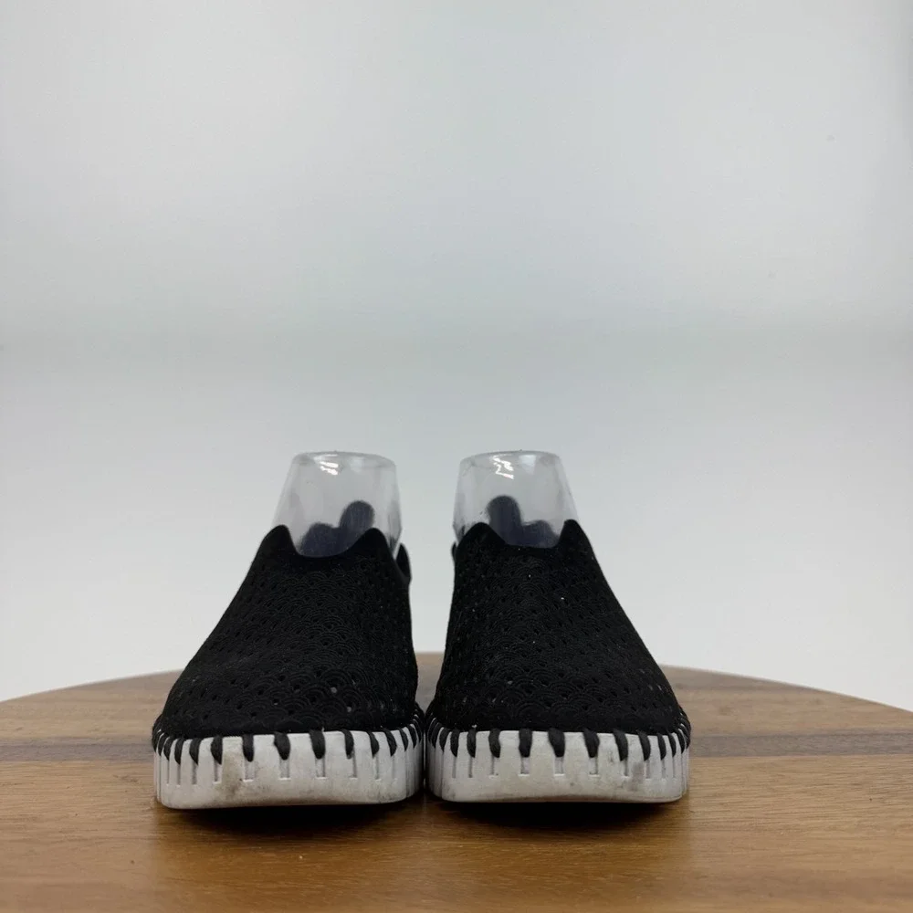 Womens Ilse Jacobsen Tulip Laser Cut Perforated Black Leather Sneakers Size‎ 37